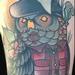Tattoos - traditional color owl with hat and flannel shirt tattoo, Gary Dunn Art Junkies Tattoo - 81066